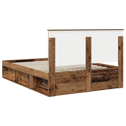 Bed Frame with Headboard Old Wood 140 x 190 cm Solid Pine Wood