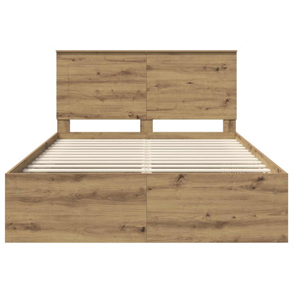 Bed Frame Artisian Oak 140 x 190 cm Solid Pine Wood