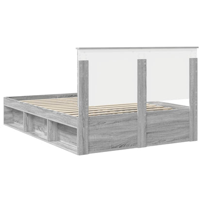 Bed Frame Grey Sonoma 140 x 200 cm Solid Pine Wood