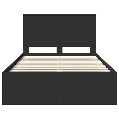 Bed Frame with Headboard Black 135 x 190 cm Solid Pine Wood