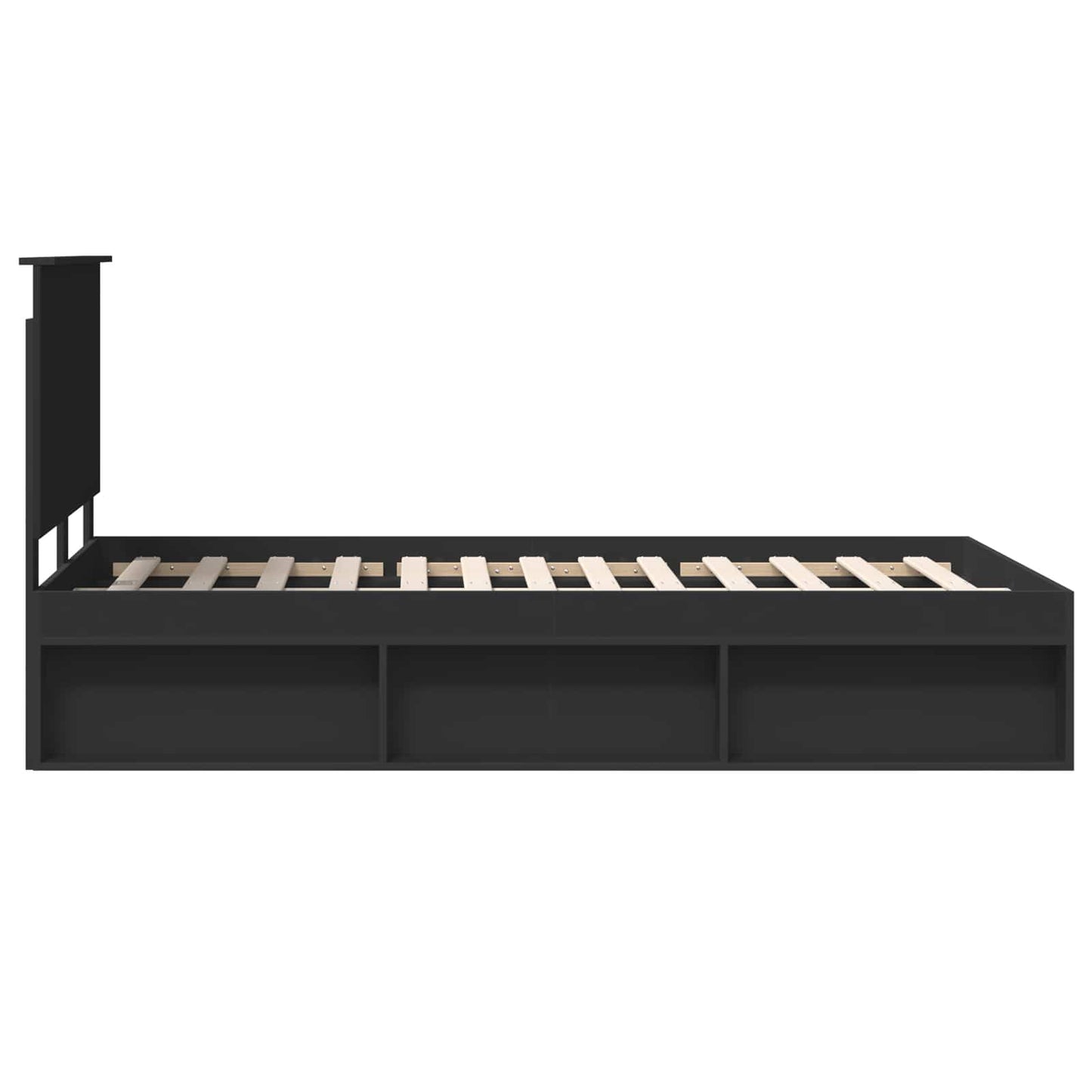 Bed Frame with Headboard Black 135 x 190 cm Solid Pine Wood