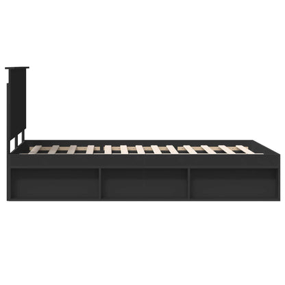 Bed Frame with Headboard Black 135 x 190 cm Solid Pine Wood