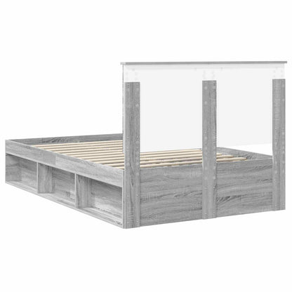 Bed Frame Grey Sonoma 135 x 190 cm Solid Pine Wood