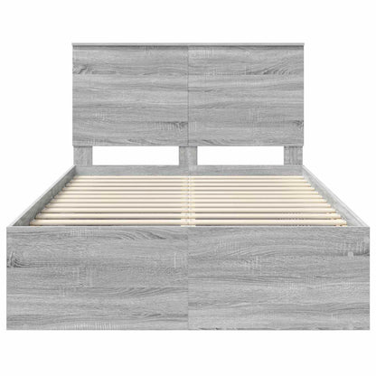 Bed Frame Grey Sonoma 135 x 190 cm Solid Pine Wood
