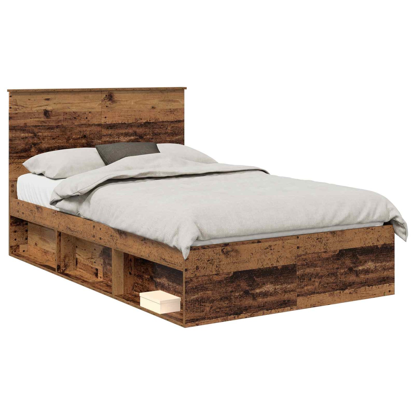 Bed Frame with Headboard Old Wood 135 x 190 cm Solid Pine Wood