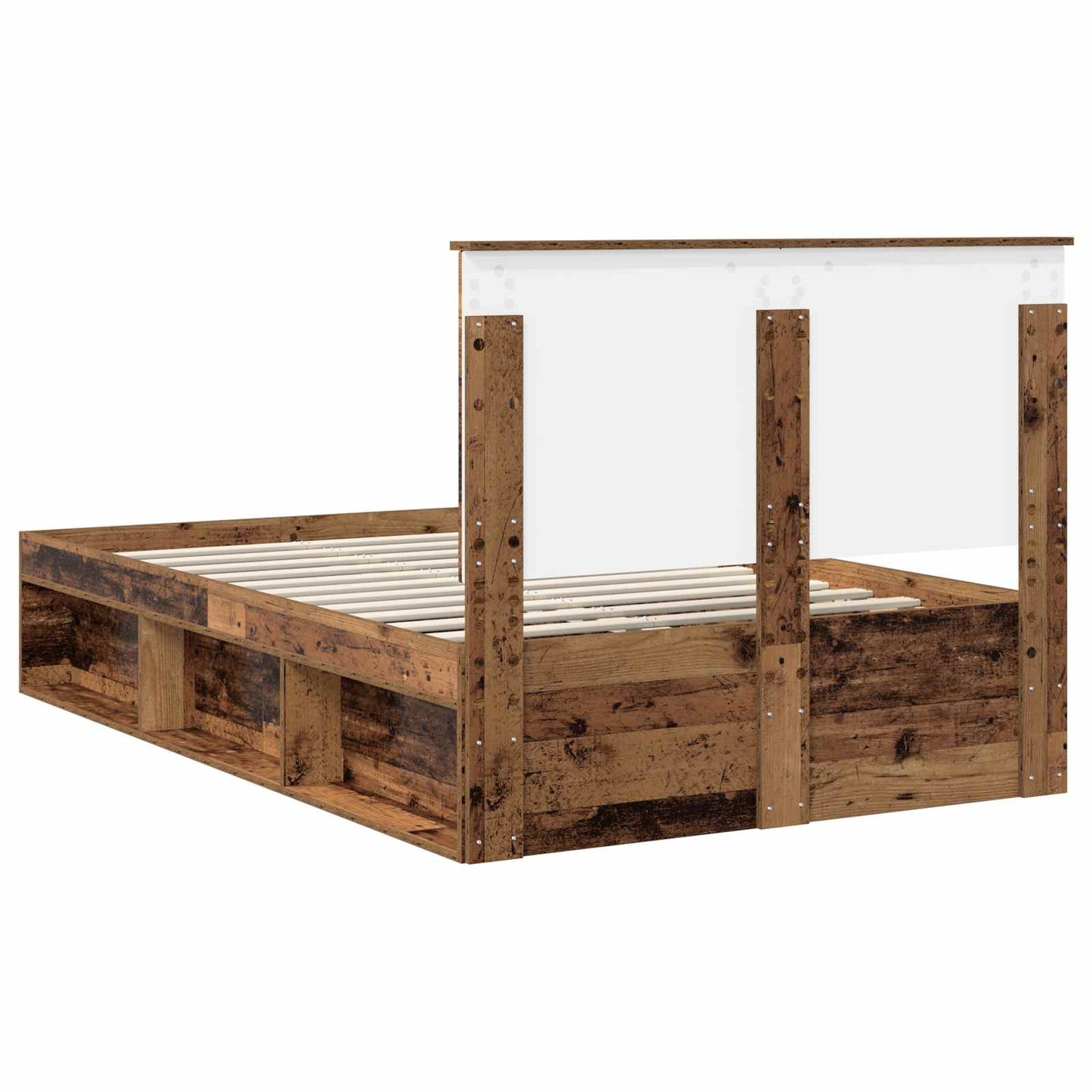 Bed Frame with Headboard Old Wood 135 x 190 cm Solid Pine Wood