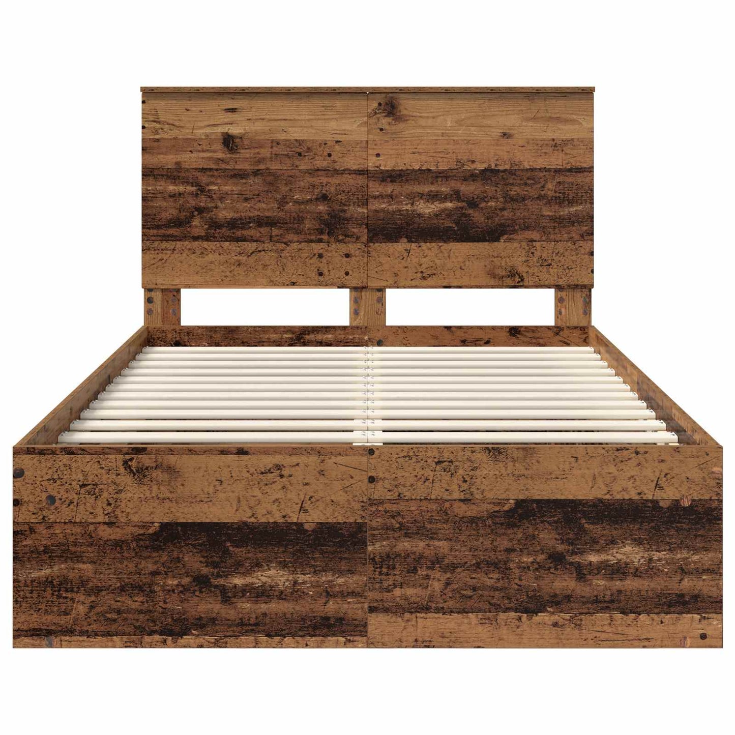 Bed Frame with Headboard Old Wood 135 x 190 cm Solid Pine Wood