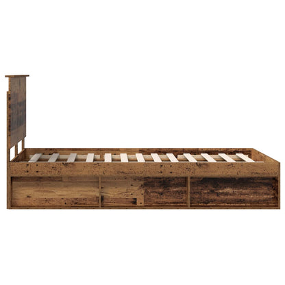 Bed Frame with Headboard Old Wood 135 x 190 cm Solid Pine Wood