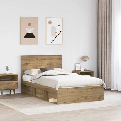Bed Frame Artisian Oak 135 x 190 cm Solid Pine Wood