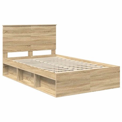 Bed Frame with Headboard Sonoma 120 x 190 cm Solid Pine Wood
