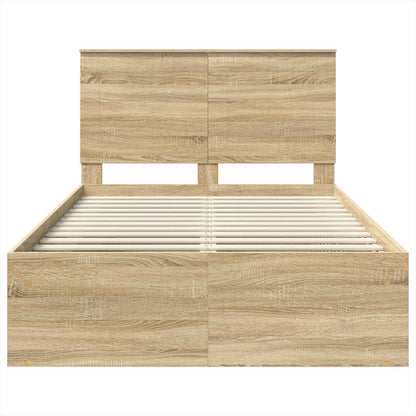 Bed Frame with Headboard Sonoma 120 x 190 cm Solid Pine Wood