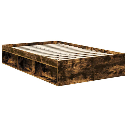 Bed Frame with Drawer Smoked Oak 120 x 190 cm Solid Pine Wood