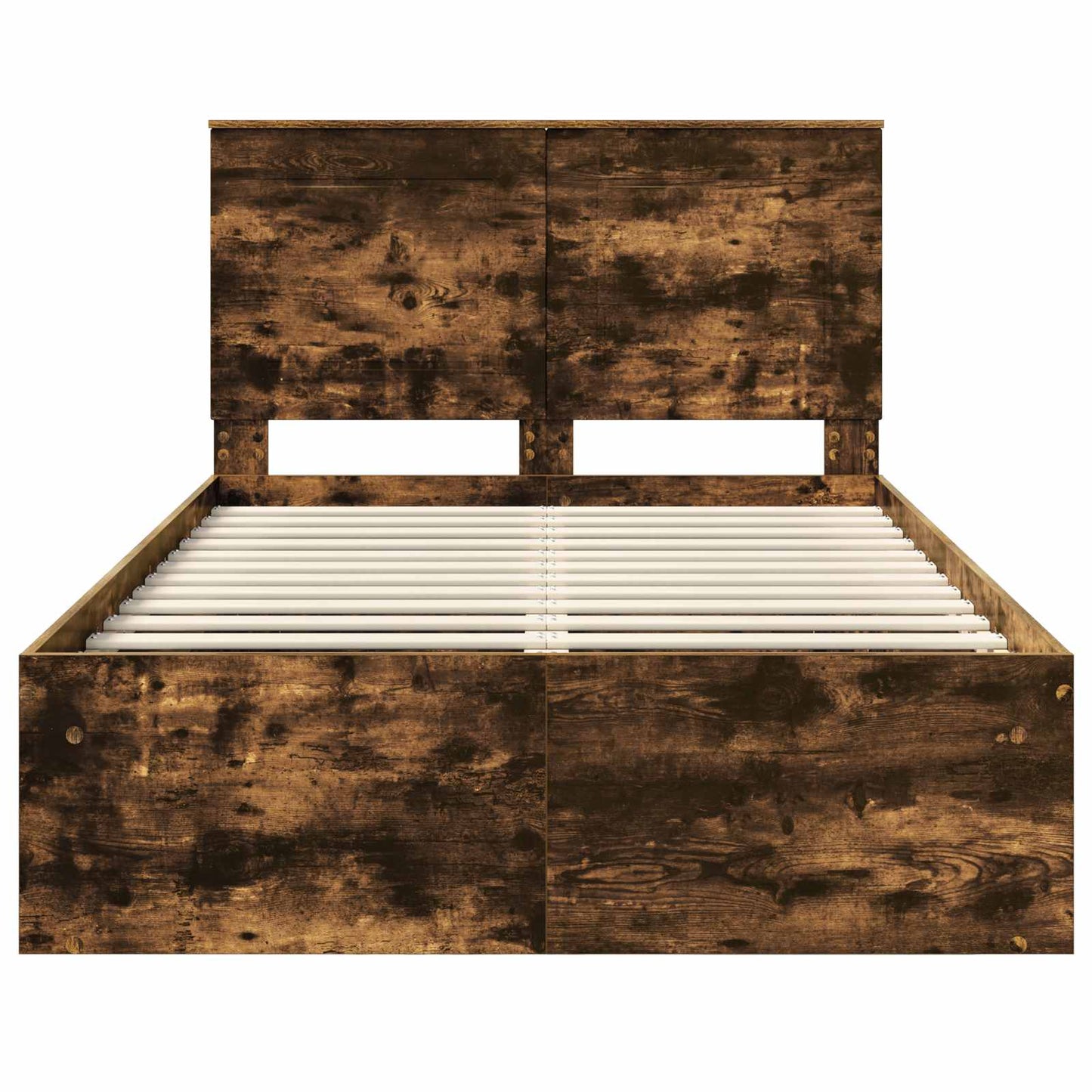 Bed Frame with Drawer Smoked Oak 120 x 190 cm Solid Pine Wood