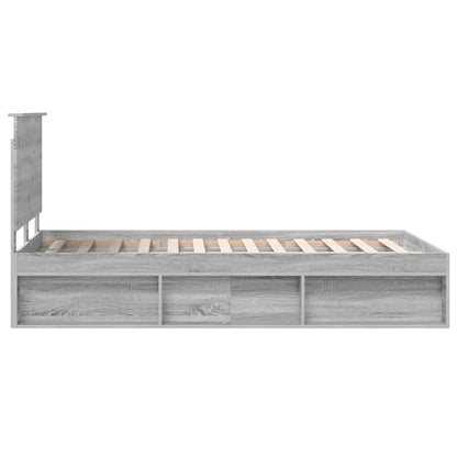 Bed Frame with Drawer Grey Sonoma 120 x 190 cm Solid Pine Wood