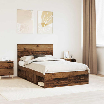 Bed Frame with Headboard Old Wood 120 x 190 cm Solid Pine Wood