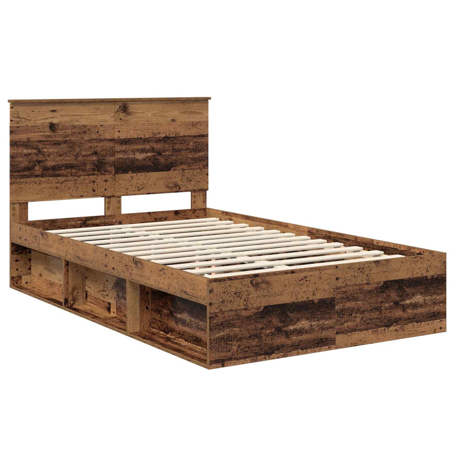 Bed Frame with Headboard Old Wood 120 x 190 cm Solid Pine Wood