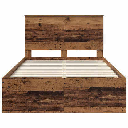 Bed Frame with Headboard Old Wood 120 x 190 cm Solid Pine Wood