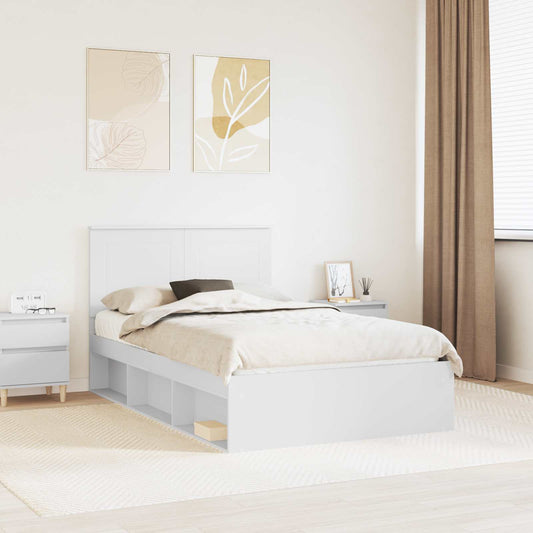 Bed Frame with Headboard White 120 x 200 cm Solid Pine Wood