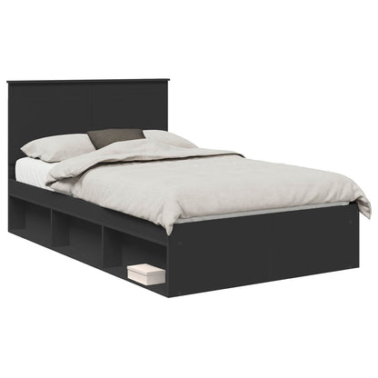 Bed Frame with Headboard Black 120 x 200 cm Solid Pine Wood