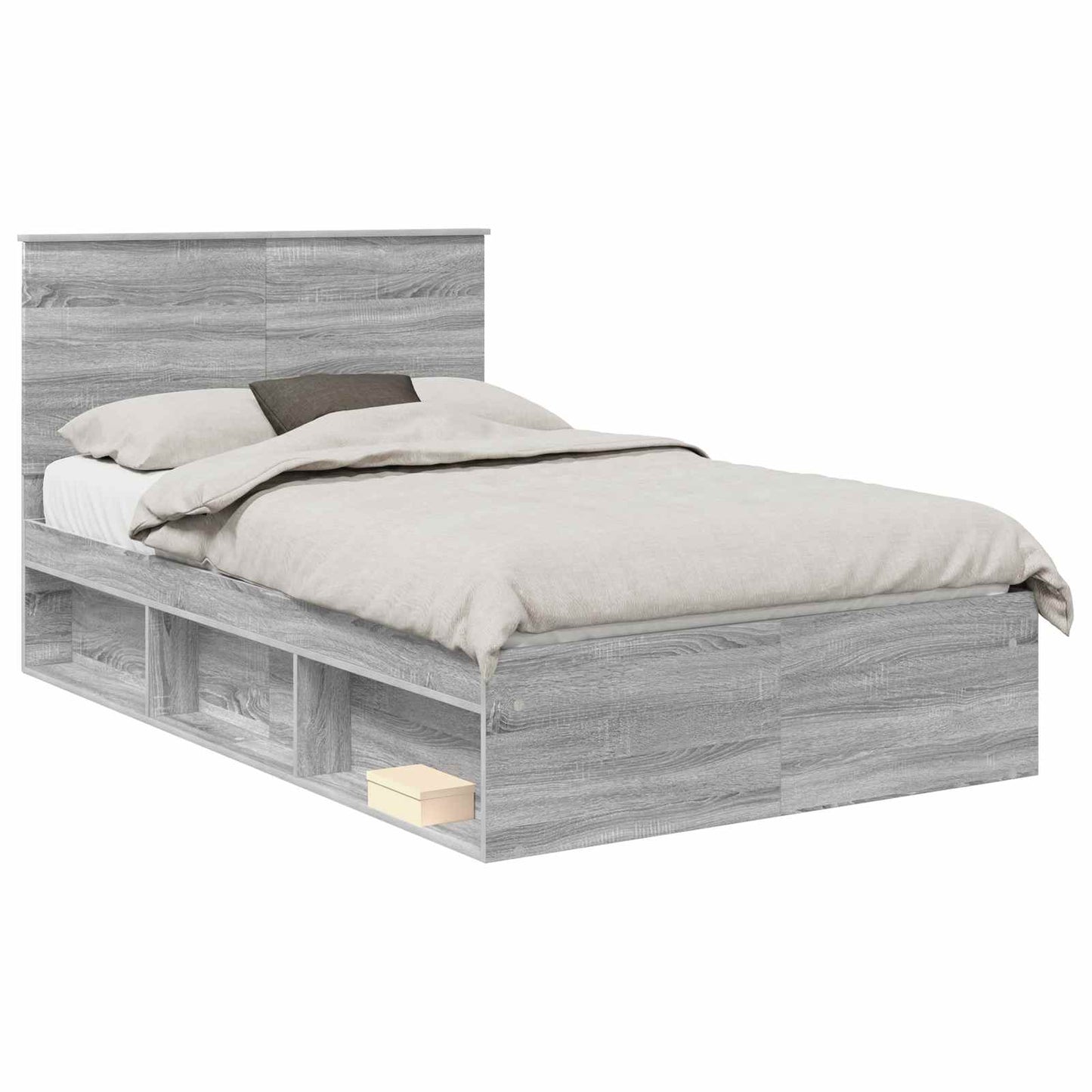 Bed Frame Grey Sonoma 120 x 200 cm Solid Pine Wood