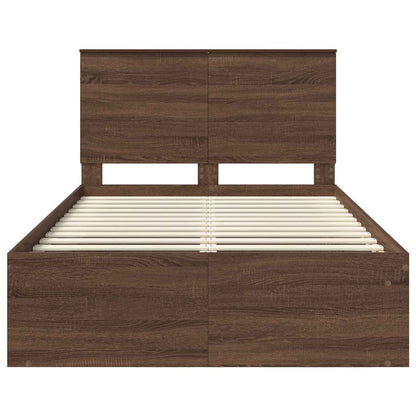 Bed Frame with Headboard Brown Oak 120 x 200 cm Solid Pine Wood