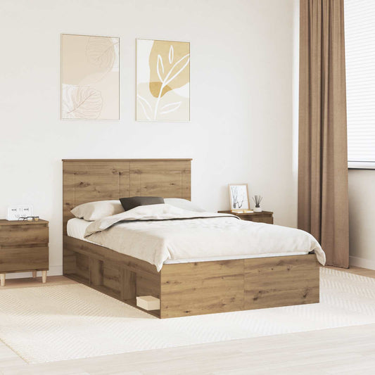 Bed Frame Artisian Oak 120 x 200 cm Solid Pine Wood