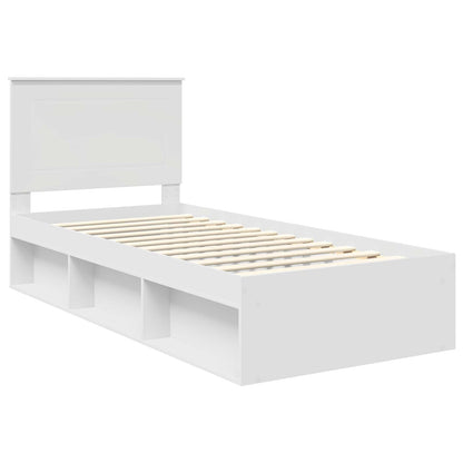 Bed Frame with Headboard White 100 x 200 cm Solid Pine Wood
