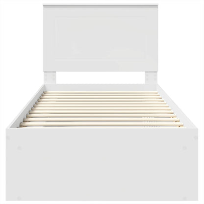 Bed Frame with Headboard White 100 x 200 cm Solid Pine Wood