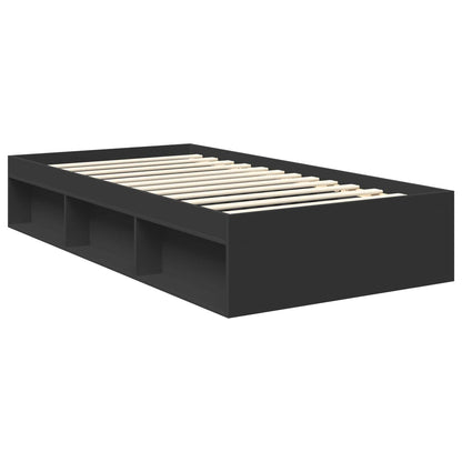 Bed Frame with Headboard Black 100 x 200 cm Solid Pine Wood