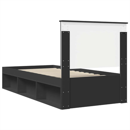 Bed Frame with Headboard Black 100 x 200 cm Solid Pine Wood