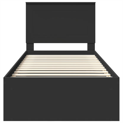 Bed Frame with Headboard Black 100 x 200 cm Solid Pine Wood