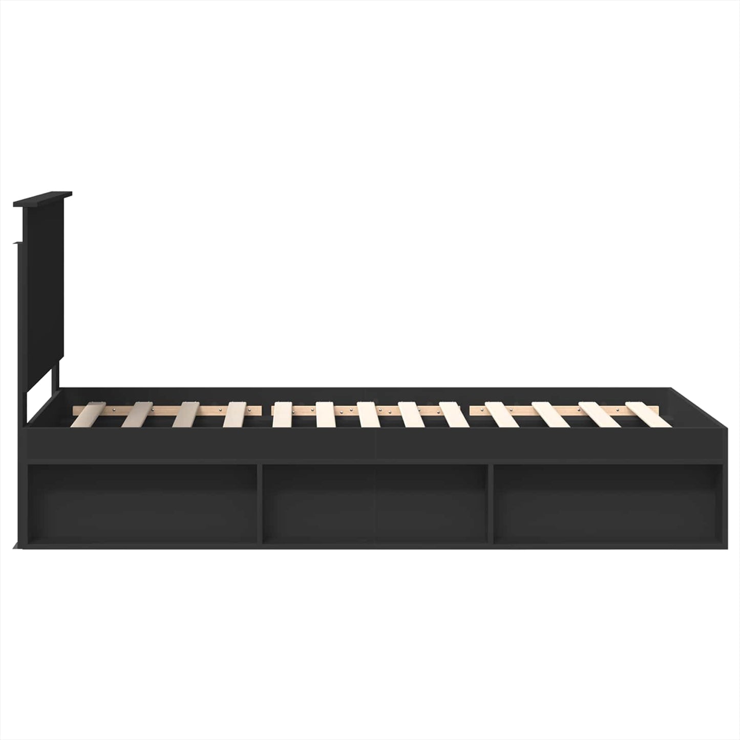 Bed Frame with Headboard Black 100 x 200 cm Solid Pine Wood