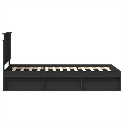 Bed Frame with Headboard Black 100 x 200 cm Solid Pine Wood
