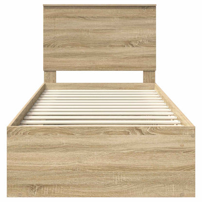 Bed Frame with Headboard Sonoma 100 x 200 cm Solid Pine Wood