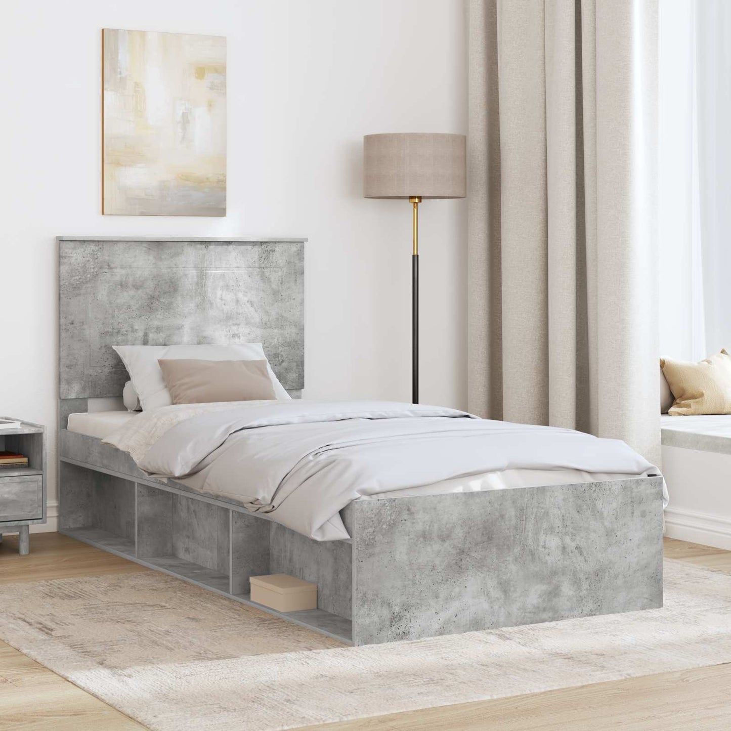 Bed Frame Concerte Grey 100 x 200 cm Solid Pine Wood