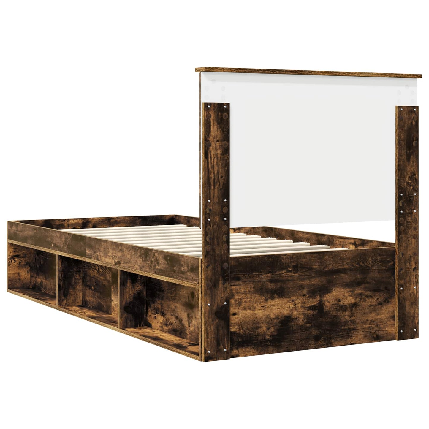 Bed Frame with Drawer Smoked Oak 100 x 200 cm Solid Pine Wood