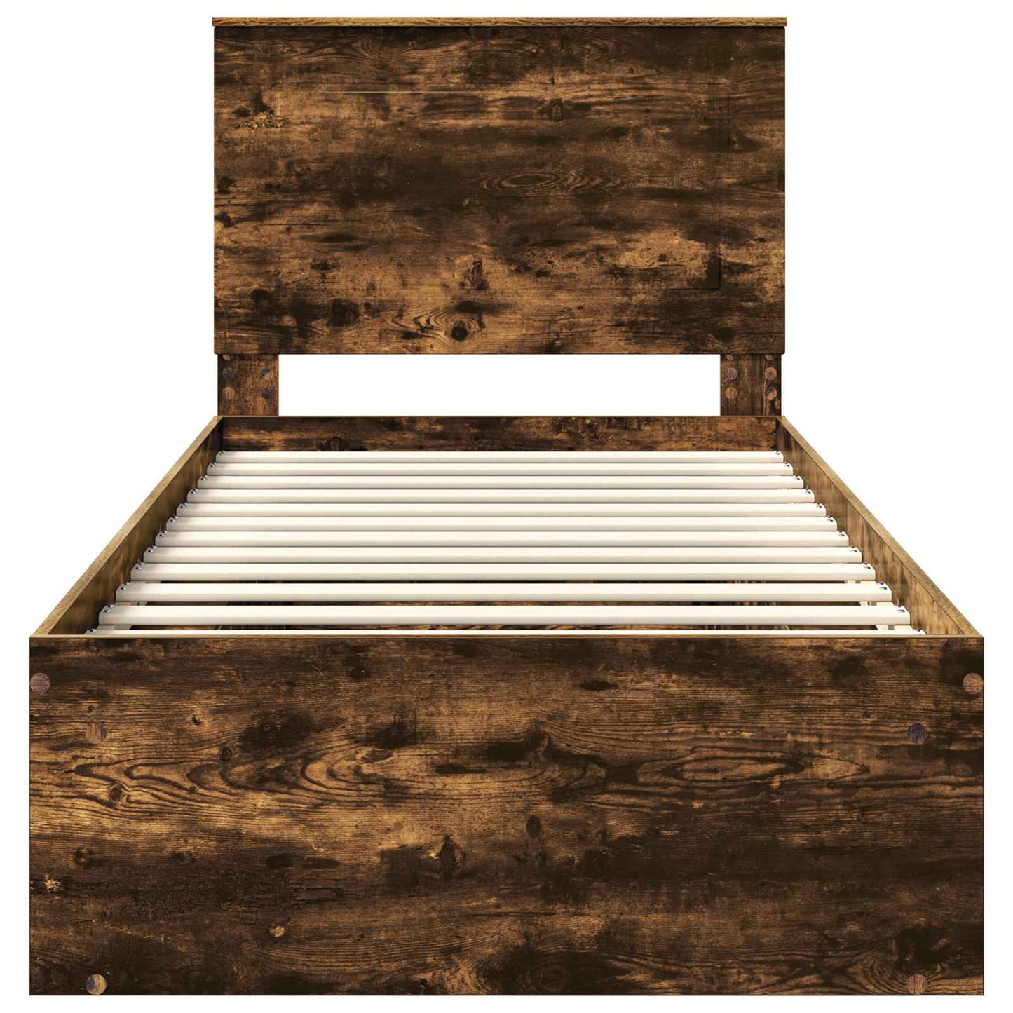 Bed Frame with Drawer Smoked Oak 100 x 200 cm Solid Pine Wood
