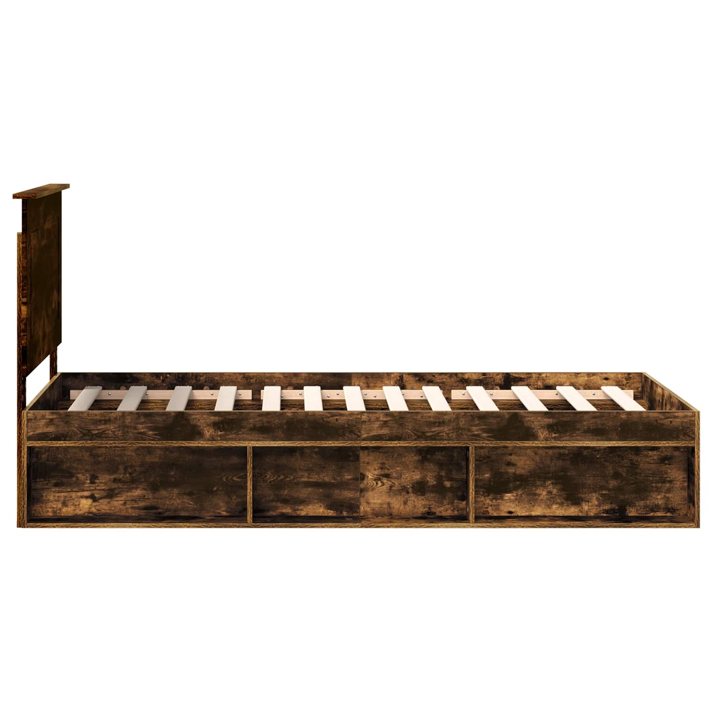 Bed Frame with Drawer Smoked Oak 100 x 200 cm Solid Pine Wood