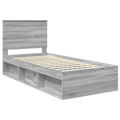 Bed Frame Grey Sonoma 100 x 200 cm Solid Pine Wood