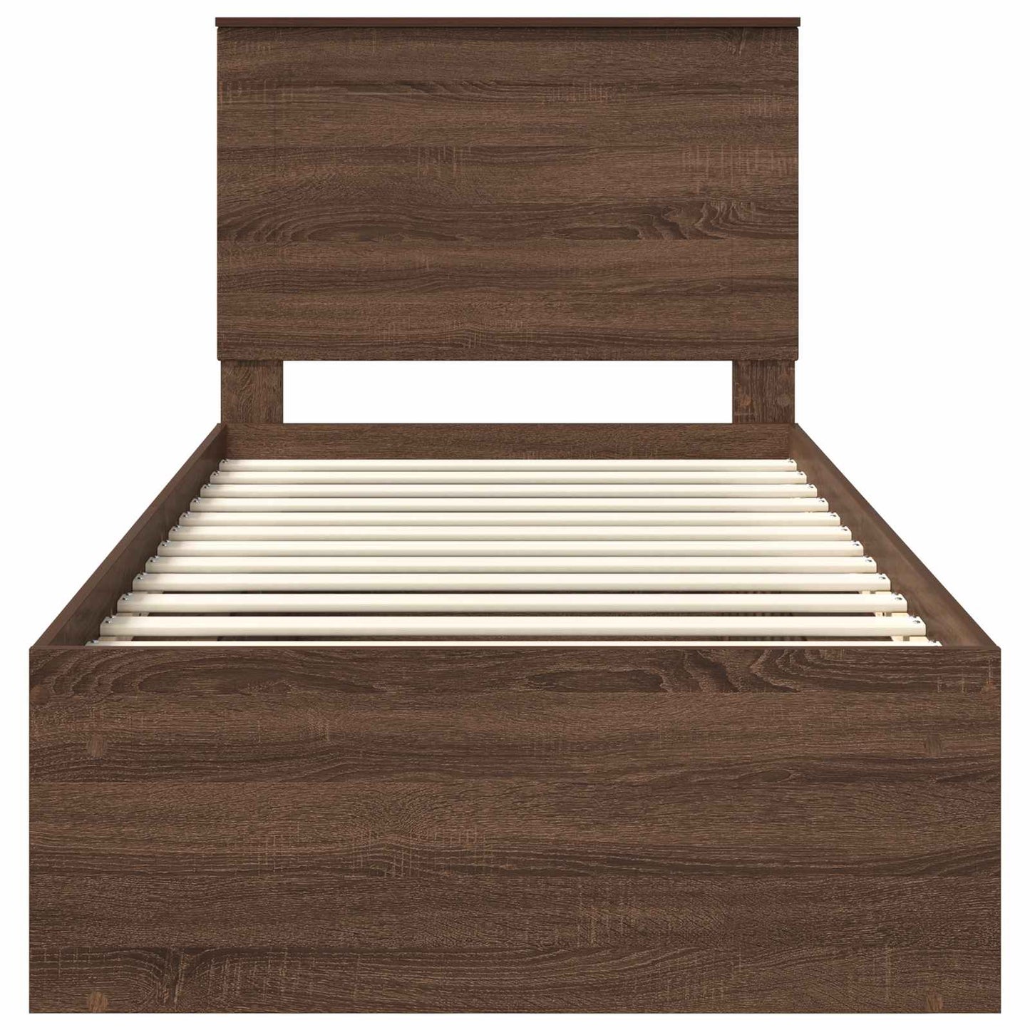 Bed Frame with Headboard Brown Oak 100 x 200 cm Solid Pine Wood