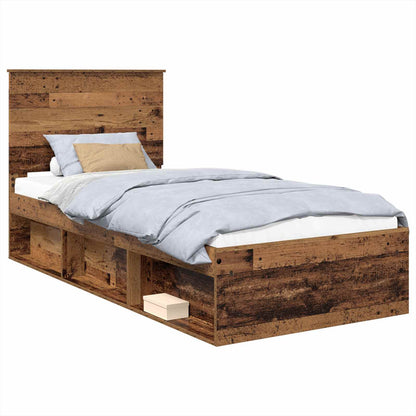Bed Frame with Headboard Old Wood 100 x 200 cm Solid Pine Wood