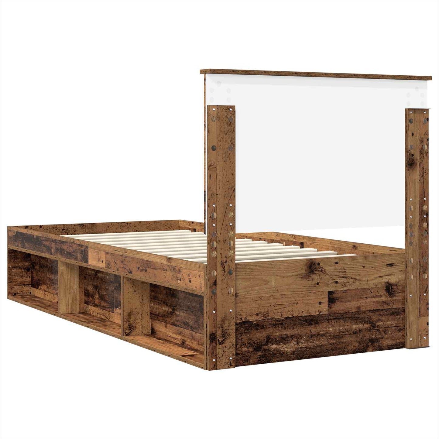 Bed Frame with Headboard Old Wood 100 x 200 cm Solid Pine Wood