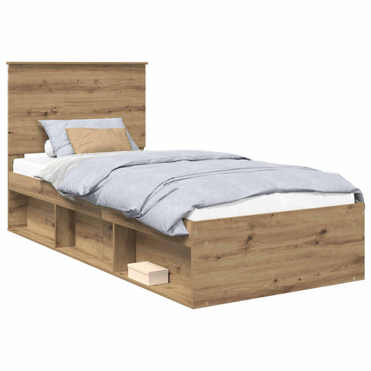 Bed Frame Artisian Oak 100 x 200 cm Solid Pine Wood