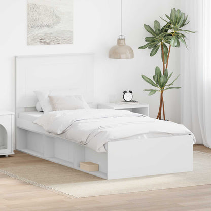 Bed Frame with Headboard White 90 x 190 cm Solid Pine Wood