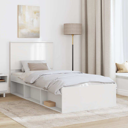 Bed Frame with Headboard White 90 x 200 cm Solid Pine Wood
