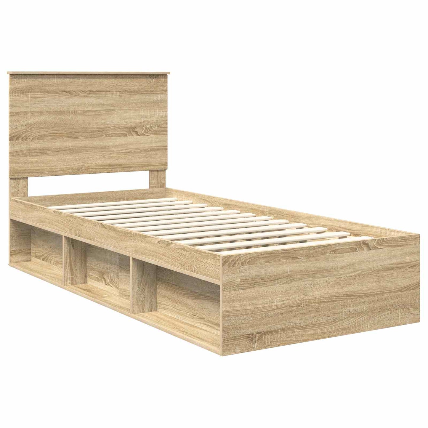 Bed Frame with Headboard Sonoma Oak 90 x 200 cm Solid Pine Wood