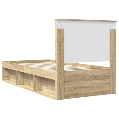 Bed Frame with Headboard Sonoma Oak 90 x 200 cm Solid Pine Wood