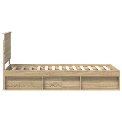 Bed Frame with Headboard Sonoma Oak 90 x 200 cm Solid Pine Wood