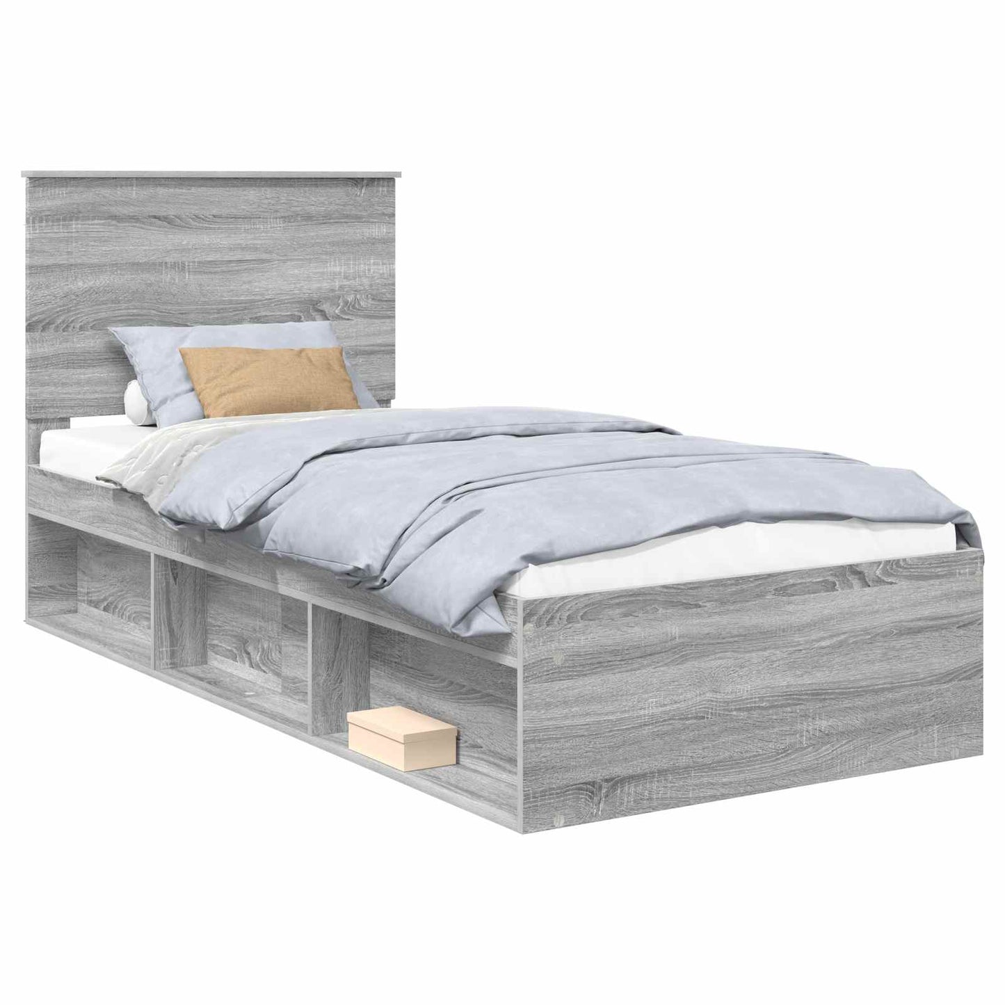 Bed Frame Grey Sonoma 90 x 200 cm Solid Pine Wood