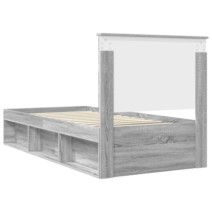 Bed Frame Grey Sonoma 90 x 200 cm Solid Pine Wood